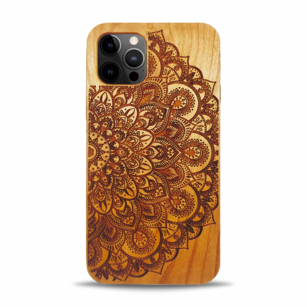 iPhone 14 Pro Max Wood Phone Case Mandala