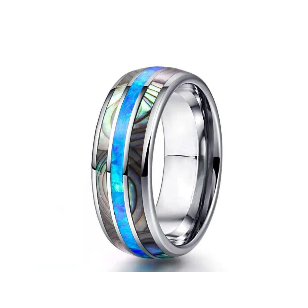 Opal & Abalone Fusion Ring (Silver)