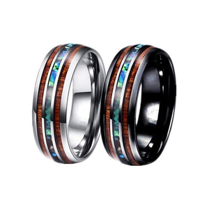 Wood & Abalone Fusion Ring (Silver)