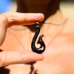 Hand Carved Wood Fishing Hook Necklace