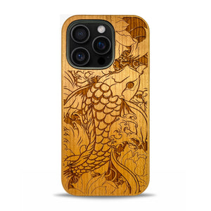 iPhone 16 Pro Max Wood Phone Case Fish