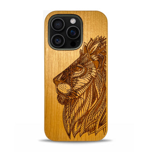 iPhone 16 Pro Max Wood Phone Case Lion