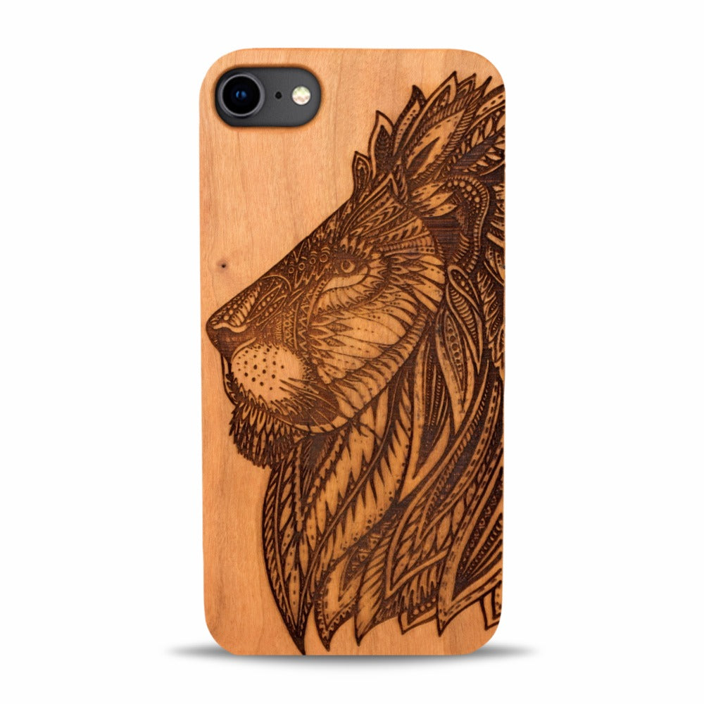iPhone SE, 8, 7, 6 Wood Phone Case Lion