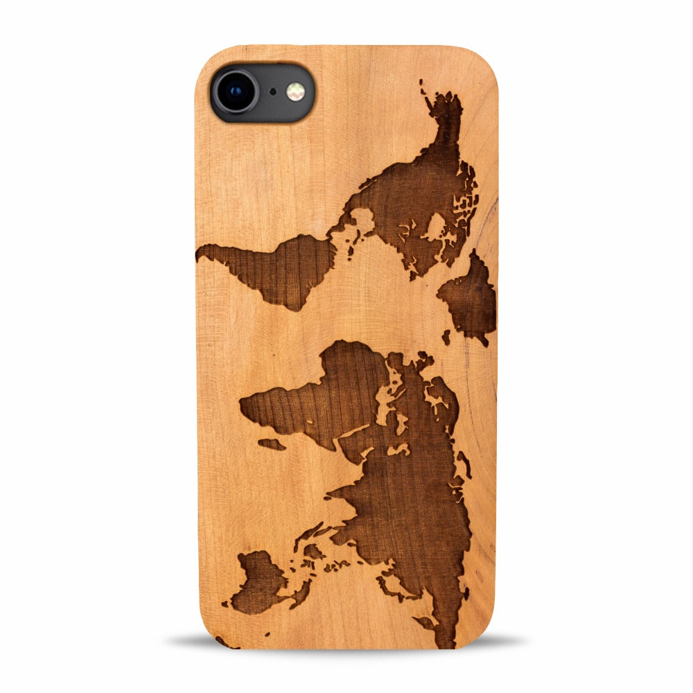 iPhone SE, 8, 7, 6 Wood Phone Case Map