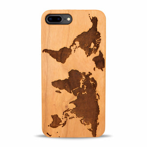iPhone 8 Plus Wood Phone Case Map