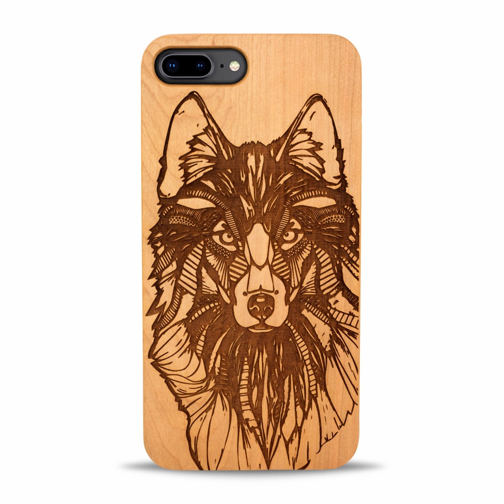 iPhone 8 Plus Wood Phone Case Wolf