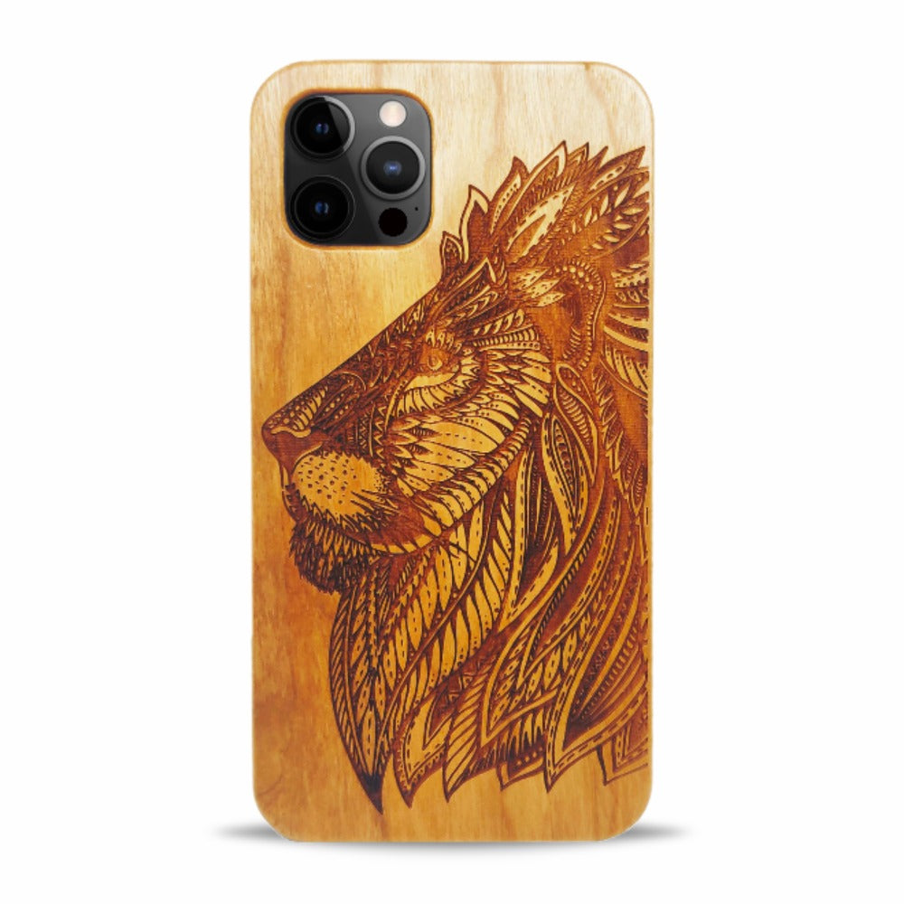 iPhone 12 Pro Max Wood Phone Case Lion