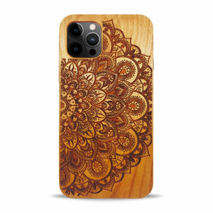 iPhone 12 Pro Max Wood Phone Case Mandala