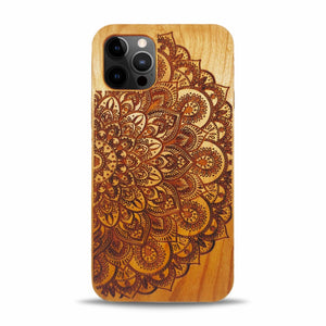 iPhone 13 Pro Max Wood Phone Case Mandala