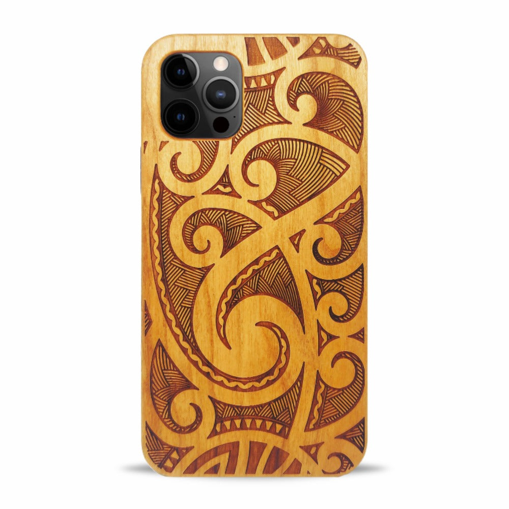 iPhone 12 Pro Max Wood Phone Case Maori