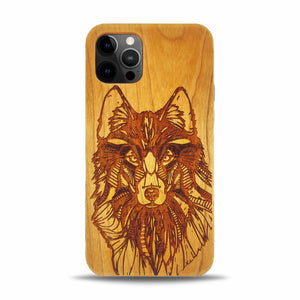 iPhone 12 Pro Max Wood Phone Case Wolf