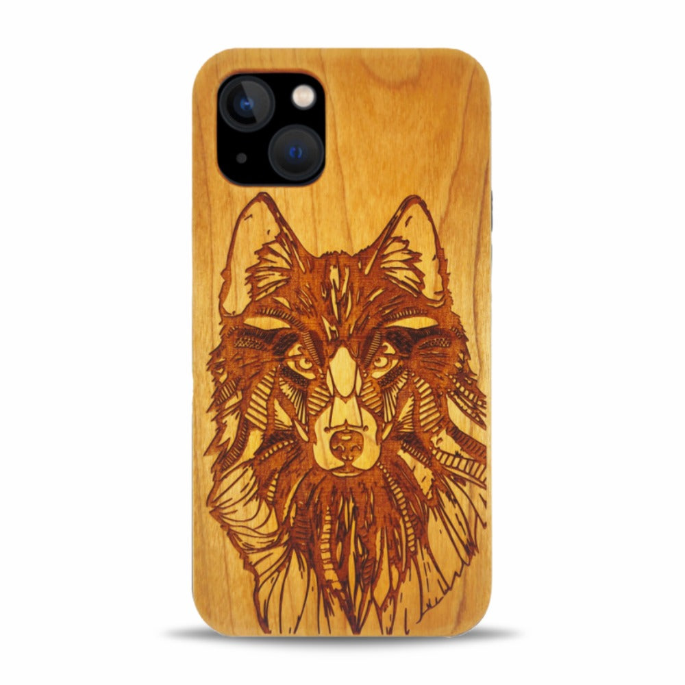 iPhone 13 Wood Phone Case Wolf